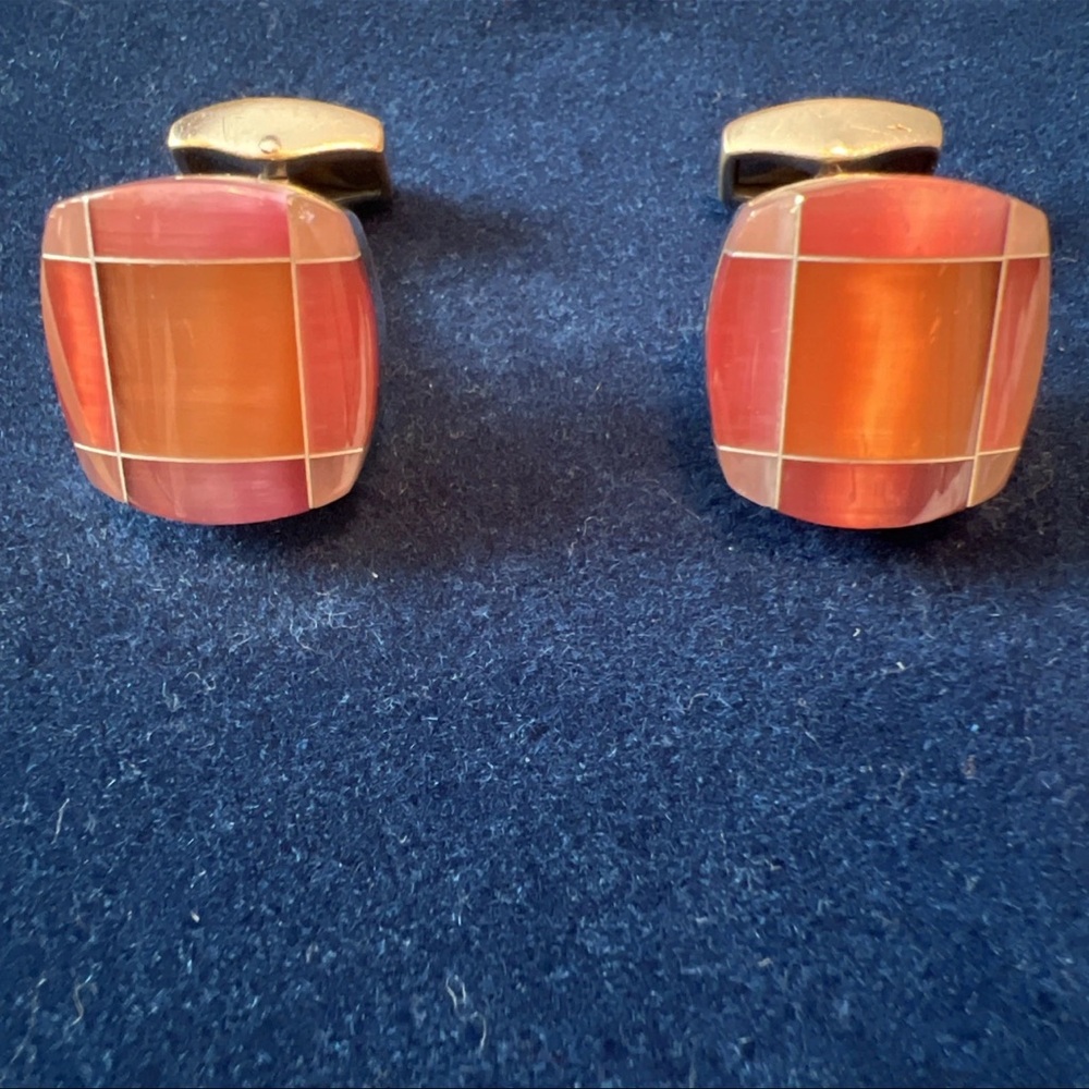 Tateossian London Fusion Pink and Orange RT Cuff Links